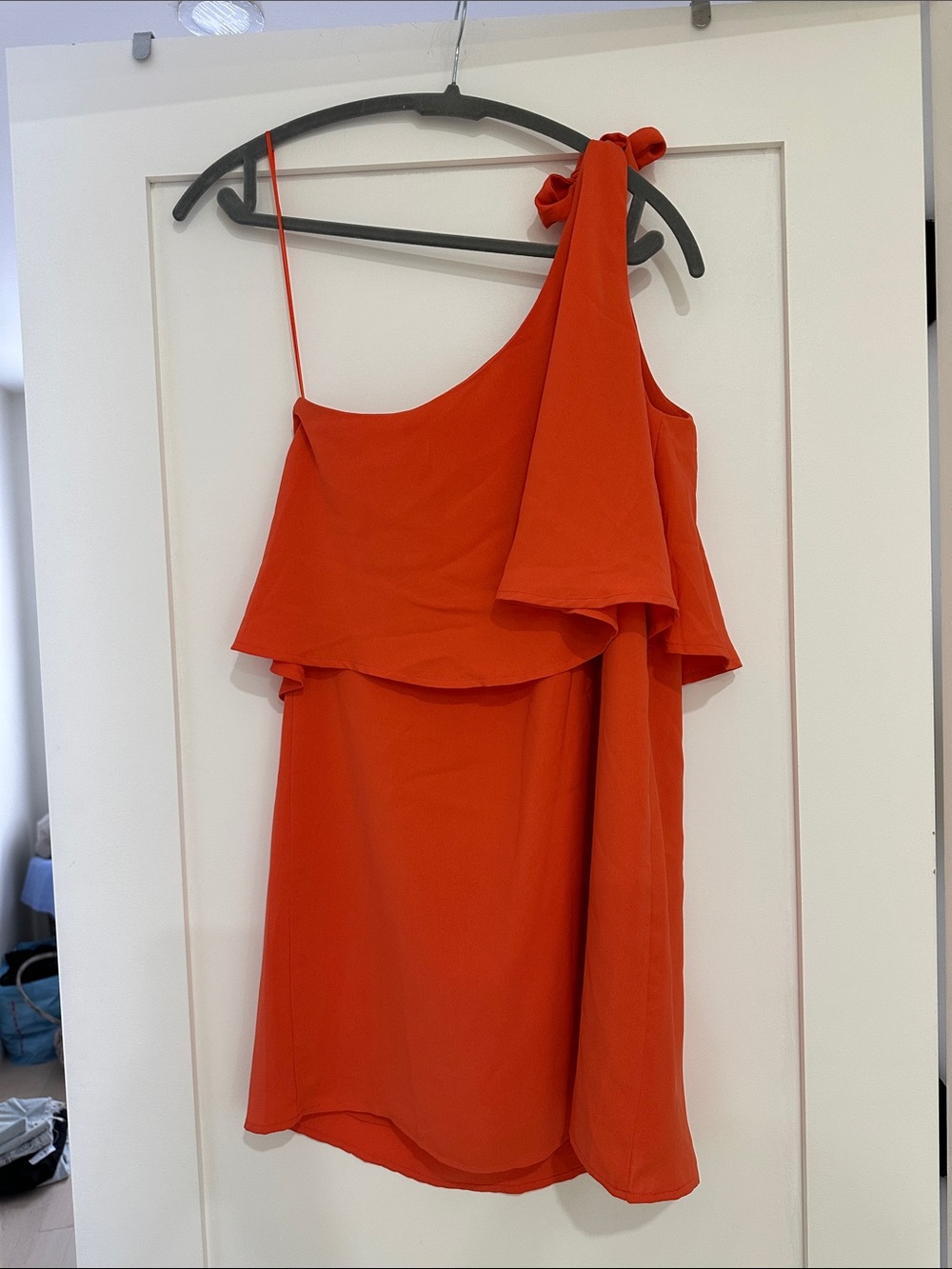 Red One-Shoulder Ruffle Mini Dress - Picture 2 of 2